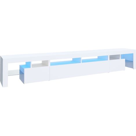 Mobile TV multimediale scaffale per televisione televisore buffet sala da pranzo soggiorno camera da letto con luci a LED 260 x 36,5 x 40 cm bianco 020026573