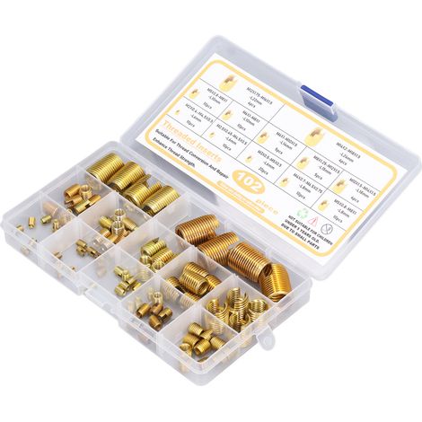 102 inserts filetés autotaraudeurs M2-M14 en acier à haute teneur en carbone pour réparation rapide (1/5)