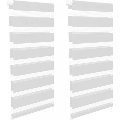 Lot de 2 stores enrouleurs zébrés jour nuit l.55 x H. max 170 CM blancs (1/5)