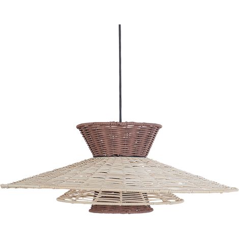 Lámpara colgante de ratán de inspiración boho marrón y beige Kabompo