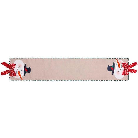 Chemin de table de Noël, chemin de table festif pour salle à manger, Père Noël et bonhomme de neige décoratifs pour un dîner champêtre, un mariage ou une fête. (1/5)