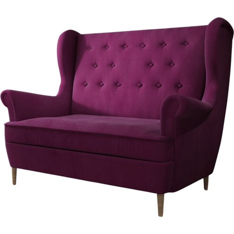 Canapé bergère LIZZI – Élégance rétro et confort absolu-Bordeaux (1/4)