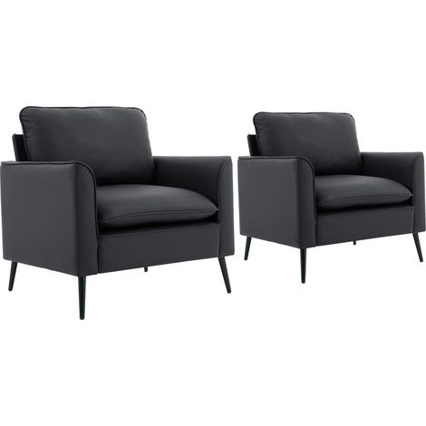 Poltrona singola in ecopelle nera 80 x 68 x 80 cm MODENUIT (1/5)