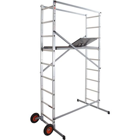 Gartengerüst für große Arbeitshöhen, mit geländegängigen Rädern, Plattforme 130x46cm - 9474-951