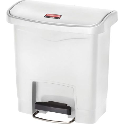 Cubo de basura de pedal Slim Jim 15 litros blanco Rubbermaid (1/2)