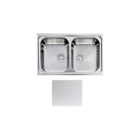 CM 011492XCSSX Cometa Lavello da Incasso 2 Vasche 79x50 cm Acciaio Inox Antigraffio colore Inox (1/5)