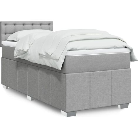 Boxspringbett mit Matratze Hellgrau 90x200 cm Stoff