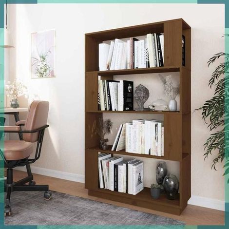 814062 Bibliothèque/Cloison Marron miel 80x25x132 cm Bois massif (1/5)