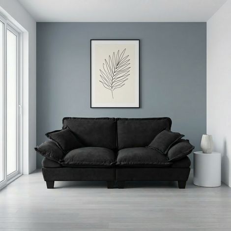 Canapé 2 places chenille noire 194 cm modulaire OKMYHOME (1/5)