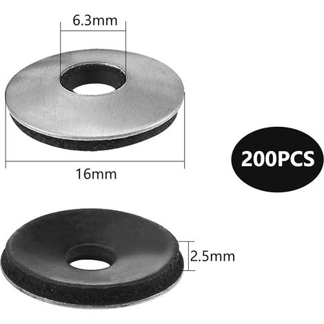Lot de 200 rondelles d'étanchéité EPDM, M6,3 x 16 mm, rondelles en caoutchouc synthétique, galvanisation de surface, résistantes à la chaleur et au vieillissement, pour vis Spengler (1/4)