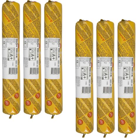 Set di 6 ricariche per lo stucco autolivellante SIKA Sikaflex PRO 3 SL - Grigio cemento - 600ml