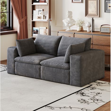 Sofá de 2 plazas de pana gris oscuro 180 cm OKWISH (1/5)