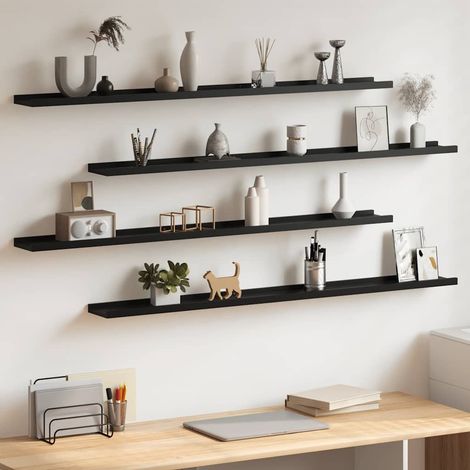 326671 vidaXL Wall Shelves 4 pcs Black 115x9x3 cm (1/4)