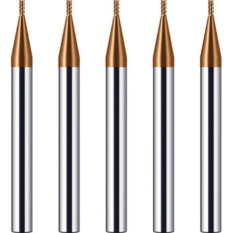 Fraises en carbure de 50 x 1 mm, 4 arêtes de coupe, pour usinage CNC, revêtement TiCN or, fraise VHM de 1 mm pour acier, métal, bois, acrylique et plastique