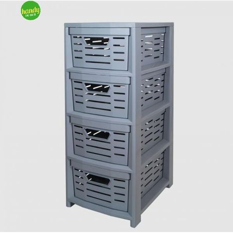 Cassettiera Multiuso in Plastica Uniko 4 Cassetti Grigio 36,5 × 28,5 × 67,5 cm