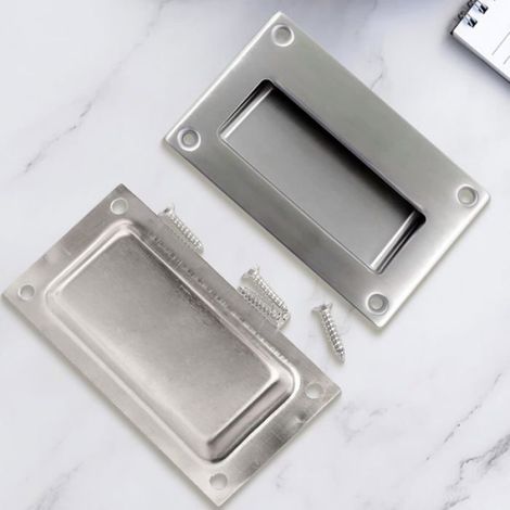 Poignées Porte Encastrées 2x Inox, Design Coque Invisible, Porte Coulissante Intérieur/Armoire, Vis Incluses (1/5)