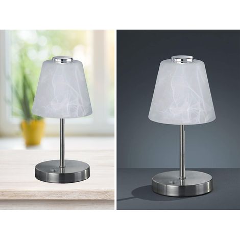 LED Tischleuchten 2er SET 4-fach Dimmer Silber Alabaster Glas, Höhe 24cm (1/5)
