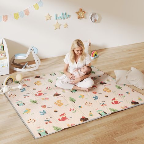 Tapis jeu bébé pliable réversible mousse épais 180x150x1 cm multicolore pratique (1/5)