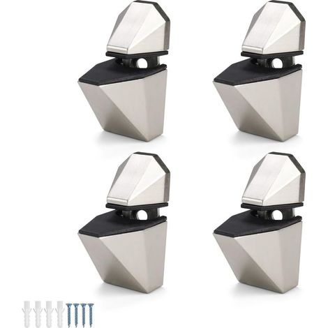 4 Pièces Support Etagere Verre, Pince Verre, peuvent Serrer Épaisseurs de Verre de 3 à 15 mm, Support Etagere Murale pour Salon, Cuisine, Chambre (1/4)