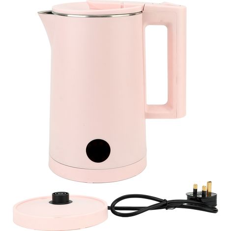 Bouilloire électrique 2000W double paroi acier inoxydable 304 2L sans fil chauffe-eau arrêt automatique protection anti-ébullition à sec prise UK 220V rose (1/5)