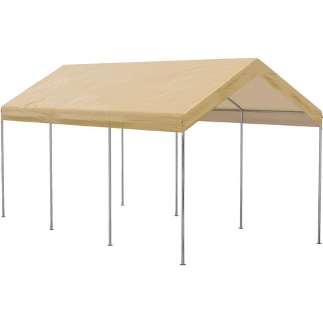 Box Auto da Esterno 600x295x265-310 cm in Acciaio e Polietilene Beige
