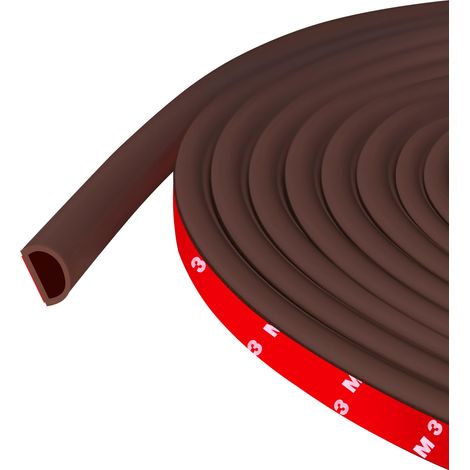 Joint de porte autocollant en silicone en forme de D pour cadre de porte/fenêtre, brun (9 mm de large x 6 mm de haut), Longueur 6 m (1/5)