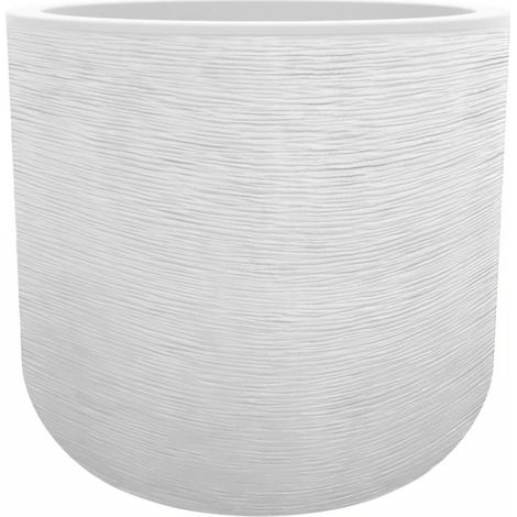 EDA – Pot à réserve d'eau rond 40 cm – 32,5 L – Ø 38,5 x H. 36,8 cm – Décor graphique – Protection antigel et anti-UV – Pour terrasses et jardins