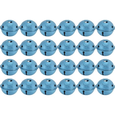 24 Cloches de Noël 40mm en Fer Peint Étoile à 5 Branches Creuse DIY Décoration Arbre de Noël Bleu Givré (1/5)