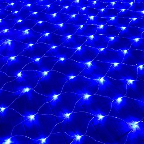 Guirlande Lumineuses Filet,192 LED Filet Lumineux 3M X 2M 8 Modes énergie étanche,Dimmable pour Chambre Noël Mariage Soirée Maison Jardin,bleu (1/4)