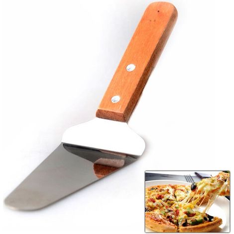 TrAdE Shop Traesio - Spatola Per Pizza Dolci Servi Trancio Porzione Utensile Cucina Manico In Legno -