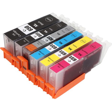 Cartouches d'encre 650/651 avec recharge, compatibles PIXMA MG5460/MG5560/MG5660/MG6360/MG6460/MG6660 (Australie/Nouvelle-Zélande). Pack de 6 teintes : BK/BK/C/M/Y/GY. (1/5)