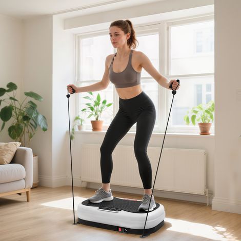 Plateforme vibrante à 50 vitesses, 3 programmes, écran LED, télécommande, bandes élastiques, pour l'entraînement à domicile