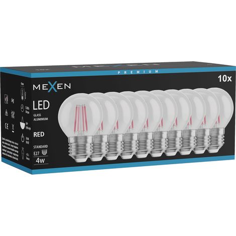 Mexen Vintis 10x Ampoule à filament LED E27, G45, 4W, 55 lm, rouge - L156-E27-04XX-45x10 (1/3)