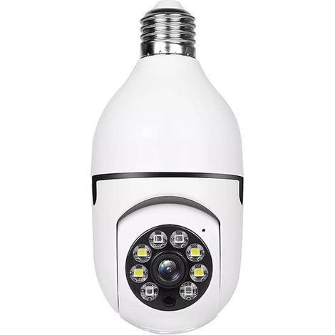 Caméra de surveillance 1080p avec ampoule E27, système de sécurité WiFi 2,4GHz, vision nocturne, détection de mouvement, installation facile, pour intérieur et extérieur (1/5)