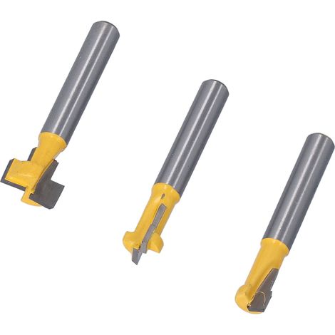 Set mit 3 T-Nutfräsern, 1/4-Zoll-Schaft, für Oberfräsen und Holzbearbeitung (1/5)