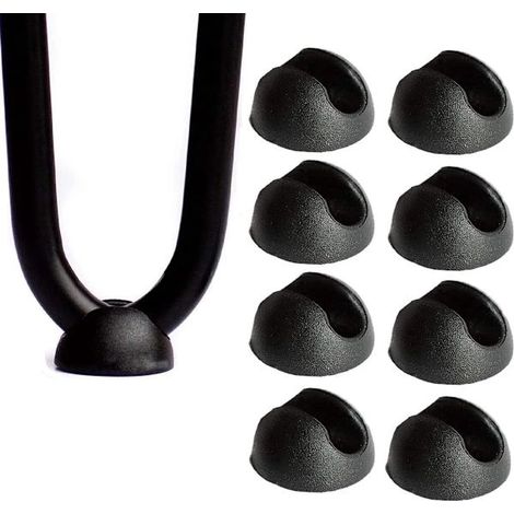 Lot de 8 patins en feutre noir auto-adhésifs pour pieds de chaise, cadres tubulaires ronds, diamètre 10 mm. Protection de sol et structure tubulaire. (1/5)