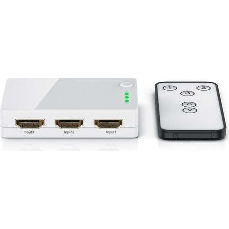 CSL HDMI Switch Verteiler 3 in 1 Out, Automatische Umschaltung 3 Port TrueHD, DTS-HD, LPCM 7.1, 5.1, DSD, Dolby-AC3 - mit Verstärker (1/5)