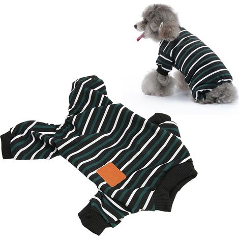 Pyjama rayé pour chien, combinaison tendance, mignonne, chaude, confortable et extensible pour chiens, chiots, chats et autres animaux de compagnie, taille M (1/5)