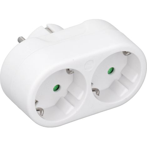 Adaptateur Prise Européenne 2 Prises, Convertisseur de Prise Standard EU 16A 250V, Étanche et Compact, Multiprise pour Voyage, Économiseur d'Espace (1/5)