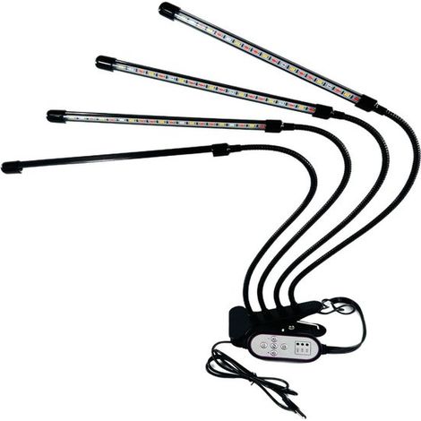Ynkkvre - Lampe horticole LED à 80 LED – Lampe de croissance à spectre complet avec 4 têtes, 10 niveaux de luminosité, minuterie 4/8/12 heures et bras flexible à 360° – Pour semis et plantes succulent (1/5)