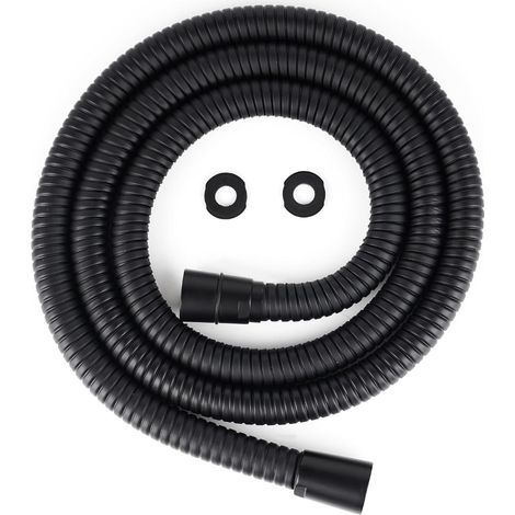 Duschschlauch mit großem Durchmesser (16 mm Außendurchmesser / 10 mm Innendurchmesser), 1,5 m lang – Duschschlauch für extrem niedrigen Wasserdruck, schwarz, universell, knickfest und auslaufsicher (1/5)