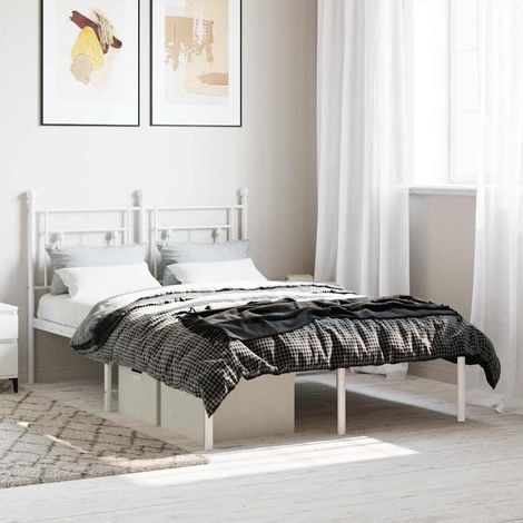 Vidaxl – Cadre de lit métal blanc 120x190 cm – Structure robuste en acier – Lattes métalliques pour soutien optimal – Hauteur libre 26 cm