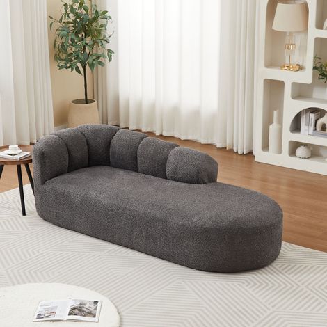 Méridienne Moderne Chenille Gris Anthracite, Dossier Ondulé, Fauteuil Inclinable Rembourré sans Accoudoirs, pour Salon, Chambre