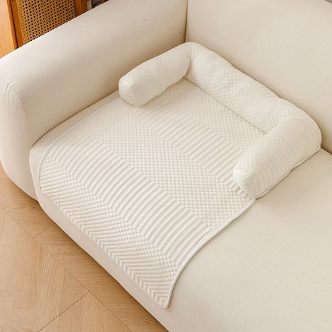Coussin Rafraîchissant Été pour Chat, Coussin Canapé Portable pour Animaux, Tapis Dodo Anti-dérapant Anti-usure, Beige, 80x90cm (1/5)