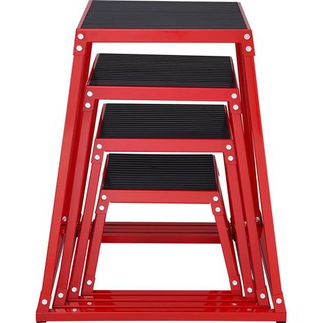Boîte de saut pliométrique 12/18/24/30 cm, plateforme antidérapante pour entraînement de force et agilité à domicile, rouge. (1/5)