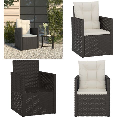 Vidaxl – Fauteuil de jardin avec coussins en résine tressée noir – Cadre en acier enduit – Confort optimal avec coussins épais – Dimensions 53x57x75cm (1/5)
