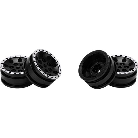 Lot de 4 jantes métalliques à 8 trous ronds pour voiture télécommandée tout-terrain Axial SCX24 1/24 (noir) (1/5)