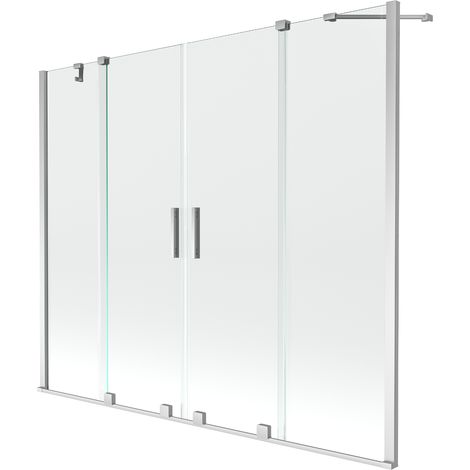 Mexen Velar Duo paratia vasca da bagno a 2 pannelli scorrevoli 200 x 150 cm, trasparente, cromo - 896-200-000-02-01 (1/5)
