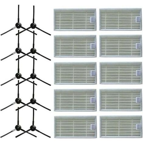 10 brosses latérales + 10 filtres HEPA pour aspirateur robotique Lidl SilverCrest SSR 3000 A1 (1/4)
