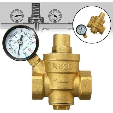 pair TEMPSA - Valve Eau Pression Réducteur DN20 - Laiton - Jauge Flux 0.1-0.8MPa (1/4)